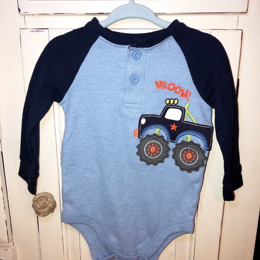 Long sleeve onesie monster truck